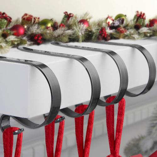 Christmas Stocking Holders for Mantle Set , Scratch-Free Christmas Stocking Holders for Fireplace Mantle,Multi-uses Stocking Hooks for Mantle,Mantel Stocking Holders Clip for Xmas Party Decorations