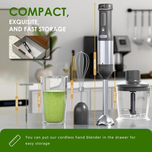 5-in-1 Cordless Immersion Blender with Rechargeable Handheld Battery