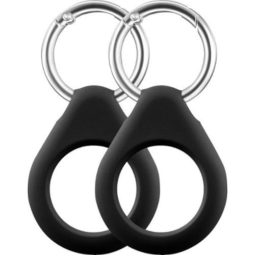 Insignia - Key Ring Case for Apple AirTag (4-Pack) - Black