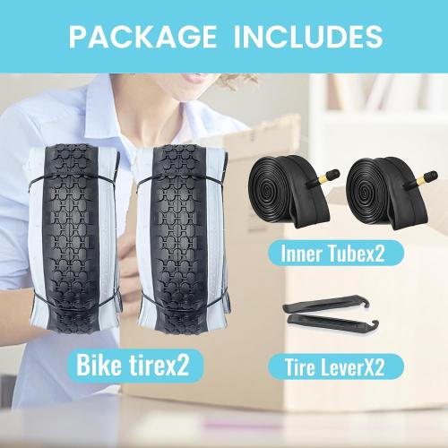 Hycline 2-Pack Cruiser Bike Tires Set: 24/26x2.125 inch Folding Replacement High-Performance Wear-Resistant Tires with Inner Tubes & Tire Levers for Beach & Urban Commuter Bikes