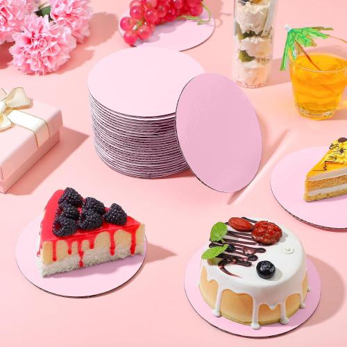 Newtay 100 Pcs 5 Inch Mini Round Cake Boards, Pink
