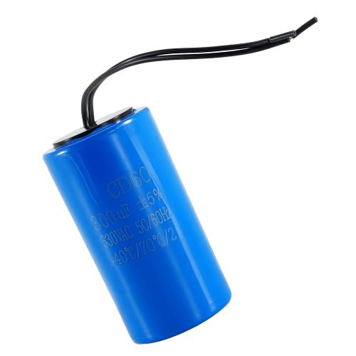 CD60 Motor Starting Capacitor 300uF 330VAC 50Hz/60Hz for Air Compressor | For Water Pump Motors Air Conditioning Compressors, Blue, Cylindrical Aluminum Shell Package
