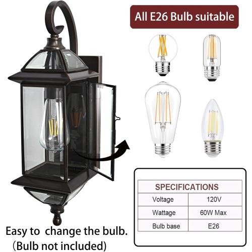 18.5in Outdoor Wall Light Oil Rubbed Bronze Porch Lantern Sconce