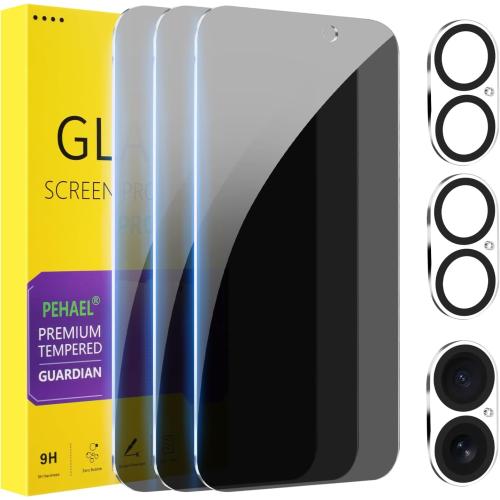 PEHAEL 3 3Pack for iPhone 16 Plus Privacy Screen Protector with Camera Lens Protector Full Coverage Anti-Spy Tempered Glass Film 9H Hardness Easy Installation Bubble Free [6.7 inch]
