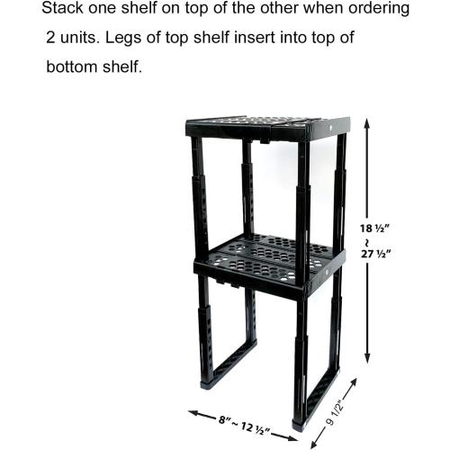 Locker Organizer Shelf， Adjustable Width and Height, Ideal Locker for School, Office, and Gym Lockers (Black)