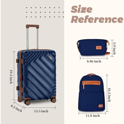 Rosamo 3 Piece Luggage Set Expandable Hardside Suitcase, 20in Carry On