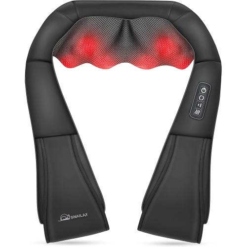 Snailax Shiatsu Neck and Shoulder Massager - Back Massager with Heat, Deep Kneading Electric Massage Pillow for Neck, Back, Shoulder,Foot,Body