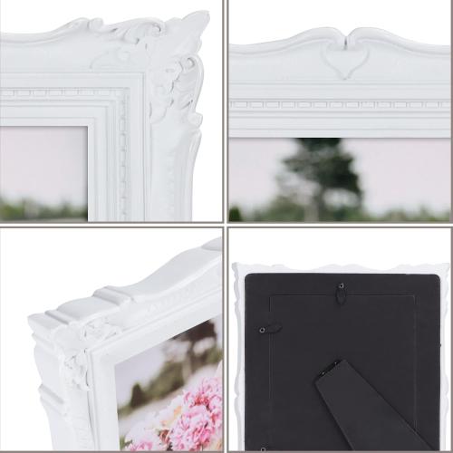 PHAREGE 5x7 White Vintage Picture Frame, 5 by 7 Ornate Antique Picture Frame for Wedding, Retro Photo Frame Displays Horizontally or Vertically On Tabletop