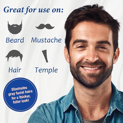 Men's Long-Lasting Black Hair Dye & Root Touch Up for Gray Coverage - 5 Minute Natural Beard & Mustache Coloring Shampoo 3-in-1