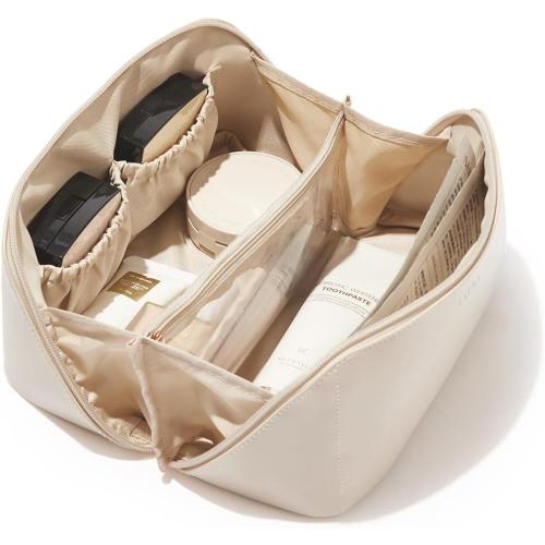 EACHY Travel Makeup Bag,Large Capacity Cosmetic Bags for Women,Waterproof Portable Pouch Open Flat Toiletry Bag Pattern Makeup Bag
