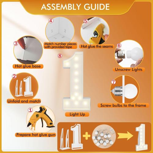 4FT Marquee Numbers, Large Light Up Numbers 1 for 1st Birthday Party Decor