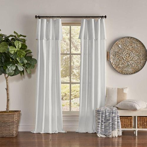 Drop Cloth White Cotton Solid 50 in. W x 84 in. L Ring Top Light Filtering Curtain (Single Panel)