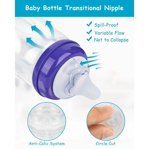 Silicone Nipple for Lansinoh Anti-Colic Baby Bottle, Fast Flow, Size L, 6m , 6 Count