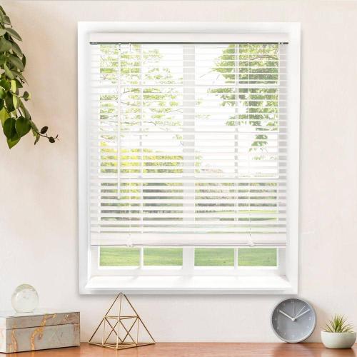 White Cordless Room Darkening Vinyl Mini Blind with 1 in. Slats 46 in. W x 60 in. L