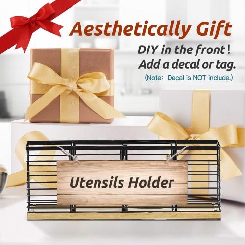 Suli Extra Large Kitchen Utensil Holder Countertop with Removable Divider