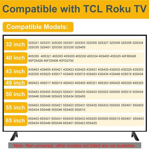 (Upgraded Version) Base Stand for TCL 32 40 43 49 50 55 65 Roku TV Legs, for 32S356 40FD2700 43S425 49S305 50S423 50S446 55S434 65S450R 65S425, TV Legs for TCL Roku TV Stand Legs wr Screws