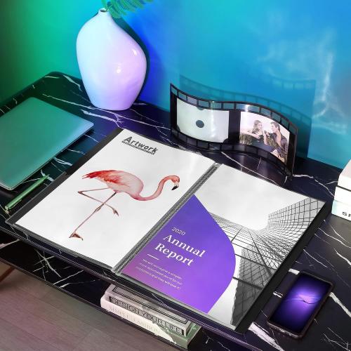 Sooez Heavy Duty Binder with Plastic Sleeves 18x24, Portfolio Folder with 30 Clear Sheet Protectors, Display 60 Pages, Presentation Book for Artwork, Sheet Music, Document