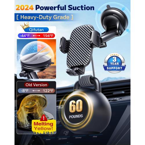 Qifutan Car Phone Holder Mount Phone Mount for Car Windshield Dashboard Air Vent Universal Hands Free Automobile Cell Phone Holder Fit for iPhone Smartphone Camera Mounts
