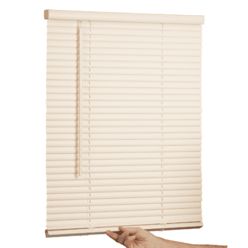 Lotus & Windoware Cordless 1 Vinyl Mini Blind Light Filtering Horizontal Blind, 59 Width x 60 Length, Alabaster, Smooth