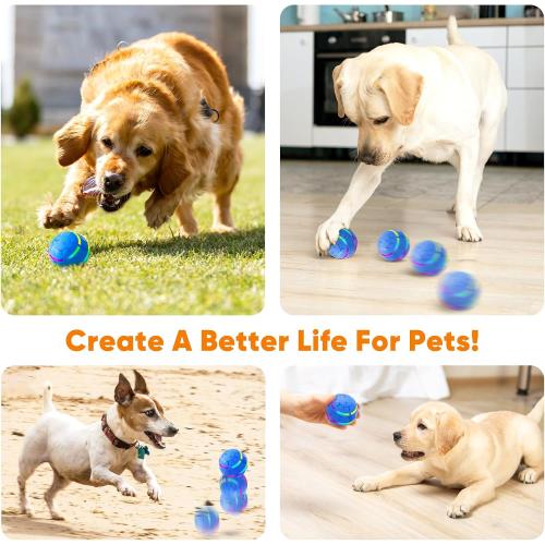Petbobi Active Rolling Ball for Dogs - 2025 New Upgrade 2 Modes Interactive Dog Toys, USB Rechargeable Motion Activated Self Moving, Durable Pet Ball for Small Medium Large Breeds, LED Light, Blue
