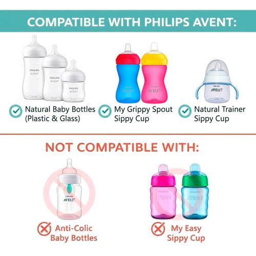 Sippy Spout Nipples for Philips Avent Natural Baby Bottles, 4-Pack