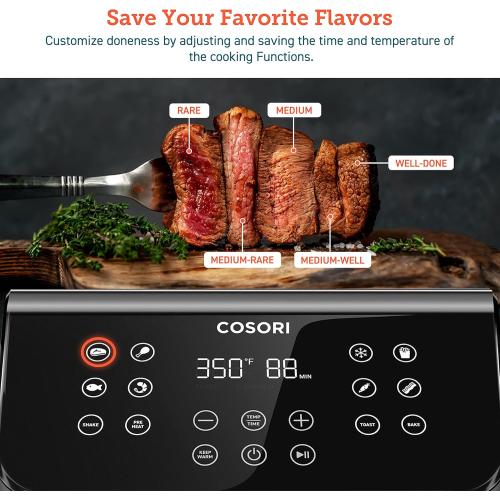 Cosori 12-in-1 Air Fryer 5.8QT, Toast, Bake, Nutrition Facts for 100  In-App Recipes, AdaptIQ Tech Fast Cook, for Main & Side Dishes, Snacks, Leftovers, Detachable Square Basket, Dishwasher Safe