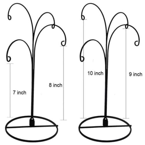 HOHIYA 2pcs Ornament Display Stand Holder Christmas Iron Hanger Hook 4 Arms 12inch Black