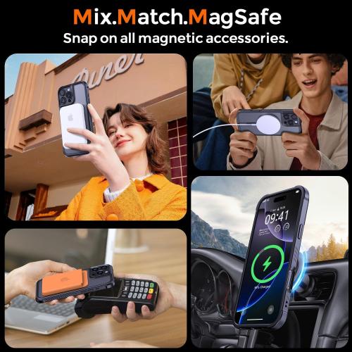 iPhone 16 Pro Max Case, [Full Camera Protection] [Compatible with Magsafe] Military-Grade Shockproof, Anti-Fingerprint Translucent Matte Phone Case,Black