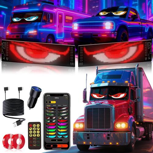 2PCS 23x5 Devil Eyes Light for Windshield – Dual Screen Sync