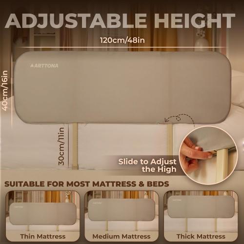 Size 48 Color Grey Toddler Bed Rail with Night Light - Foldable Bed Side Rails - Fits for Most Beds: Bed Rails for Full Size Bed, Queen Size Rails, Twin Rails - Portable Fence for Baby - 48 inch