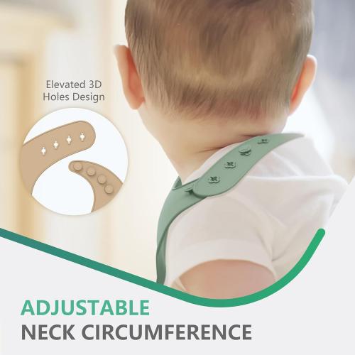 Cuddle Campus Set of 3 Silicone Bibs, Soft Adjustable Bibs for Boys & Girls