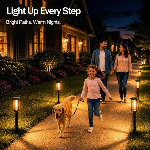 Tenmiro Solar Pathway Lights Outdoor , Bright Solar Garden Lights