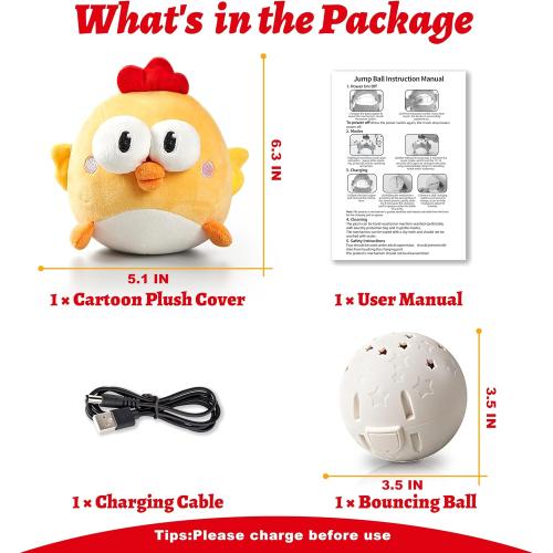 GUKCO Interactive Dog Toys, Moving Ball Toy with Jumping & Music(Chick)