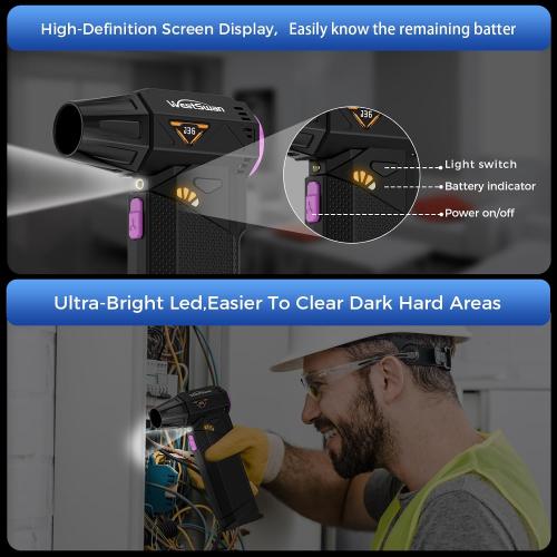 Compressed Air Duster, 210000RPM Mini Electric Air Duster Equipped with Continuously Variable Speed, Cordless Turbo Blower for Keyboard, PC, Car, Home, Outdoor
