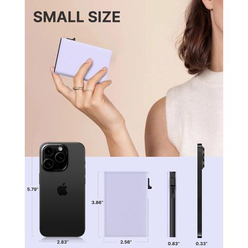 typecase Womens Wallet Card Holder: Pop Up Card Case, Genuine Leather, RFID Blocking, Slim, Minimalist, Thin, Small Size - 9-14 Card Capacity, ID Window, Cash Pocket (Lavender)