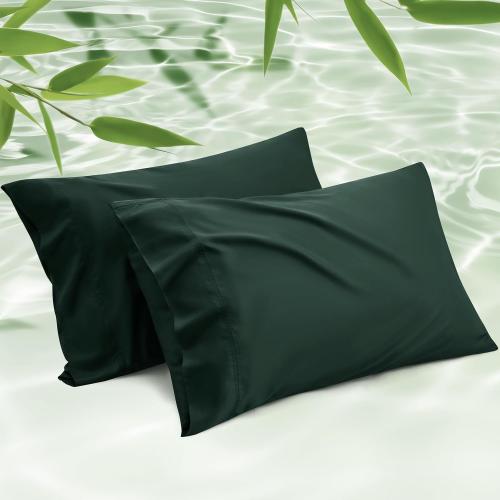 Bedsure Forest Green Pillow Cases Queen Set of 2, Rayon Derived from Bamboo