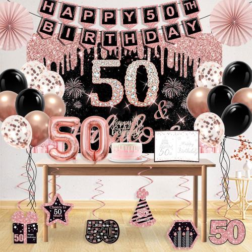 50th Birthday Decorations for Women, 32pcs 50th Birthday Party Decorations