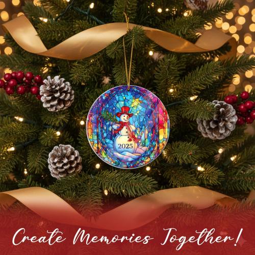 Christmas Ornaments Snowman 2025, Christmas Tree Decor, White Elephant Gifts for Women, Christmas Tree Forest Ornaments Round, Christmas Ornaments 2025