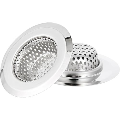 2 Pack Bathtub Drain Strainer, 2.75 Top / 1.75 Basket Stainless Steel Drain Hair Catcher, Perfect for Bathroom Sink Bathtub Vanity Sink Basin Shower Room Balcony Floor Drain (2)