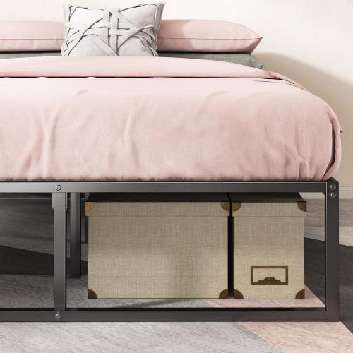 ZINUS Lorelei 14 Inch Metal Platform Bed Frame, Mattress Foundation with Steel Slat Support, No Box Spring Needed, Easy Assembly, Queen, Black