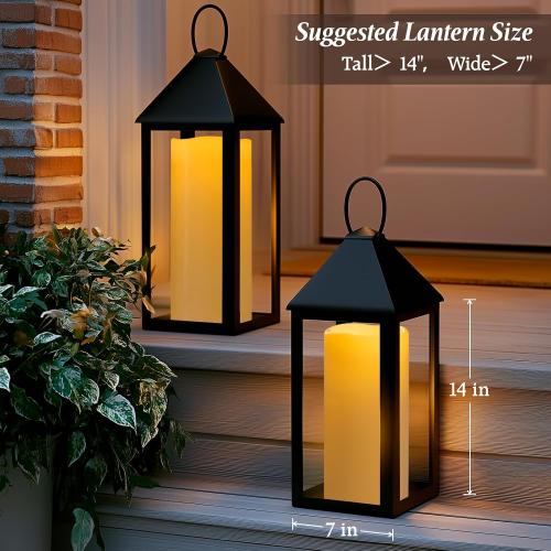 12 x 5 Ivory Large Waterproof Outdoor Flameless Candles Battery Operated LED Flickering Pillar Candles with Remote and Timer for Indoor Outdoor Lanterns, Long Lasting, Set of 2