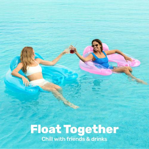 USED‼️SLOOSH Inflatable Pool Floats Adult,2 Pack Pool Chairs with Cup Holders,X-Large Blow up Floats Chair,Hammock Noodle Mat for Relaxing Summer Water Fun Swimming Party Beach