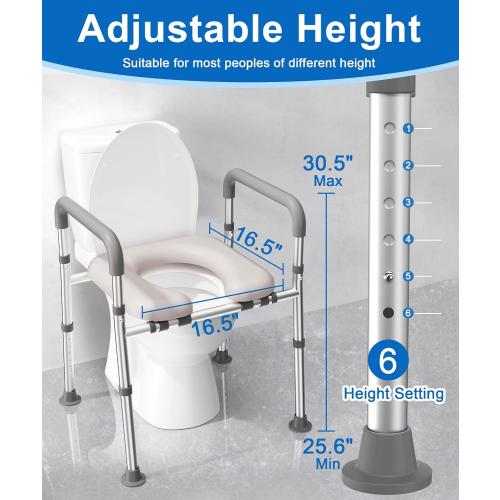 HOMLAND Raised Toilet Seat with Handles, Toilet Seat Riser for Seniors with Adjustable Height & Width, 400lb Handicap Elevated Toilet Seat for Elderly, Pregnant, Fit Any Toilet