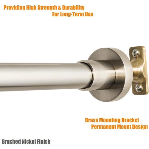 Heavy Duty Shower Rod, Adjustable Shower Curtain Rod, Expandable 47-84 Inch, Permanent Mount Shower Rod, Never Rust Stainless Steel For Window Curtain and Closet, Brushed Nickel