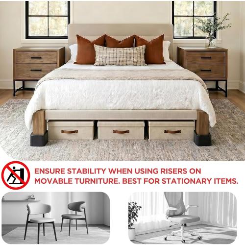 Bed Risers Furniture Risers Heavy Duty, Single Layer Lift 2 Inches