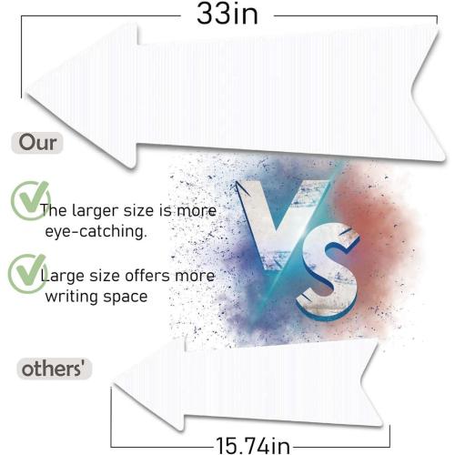 ‌Jumbo 6-Pack Blank Arrow Yard Signs with Stakes - 33x12 Oversized Wedding Directional Signs, Birthday Party Decorations, This Way Arrow Signs for Outdoor Events, Reusable Yard Markers