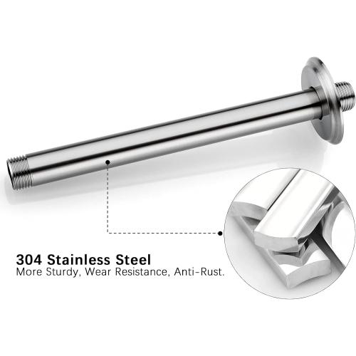 8 Inch Shower Arm and Flange Brushed Nickel, Ceiling Mounted Shower Arm for Rain Shower Head