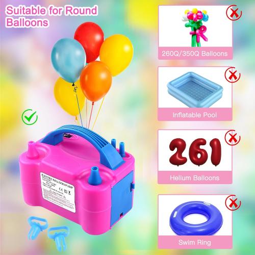 QIPUMP Balloon Pump Electric,110V 600W Balloon Blower Inflator Dual Nozzle Air Pump Balloons Inflator for Decoration, Party, Sport,Gifts:2 Balloon Tying Tools