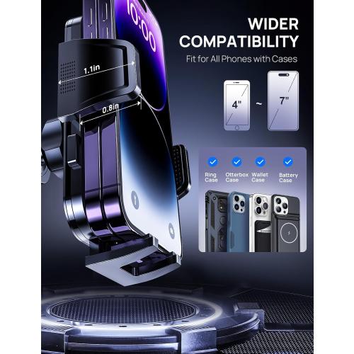 Air Vent Car Phone Holder, Metal Hook Clip, One-Hand Release, Anti-Shake