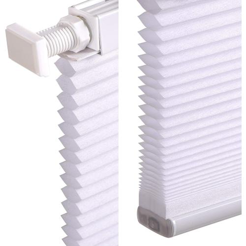 LazBlinds Cordless Cellular Shades, No Tools No Drill Light Filtering Honeycomb Shades Pleated Blinds for Windows, 28'' W x 48'' H, White